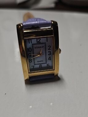 Gossip Gold-Tone Rectangular Watch with Lavender Strap
